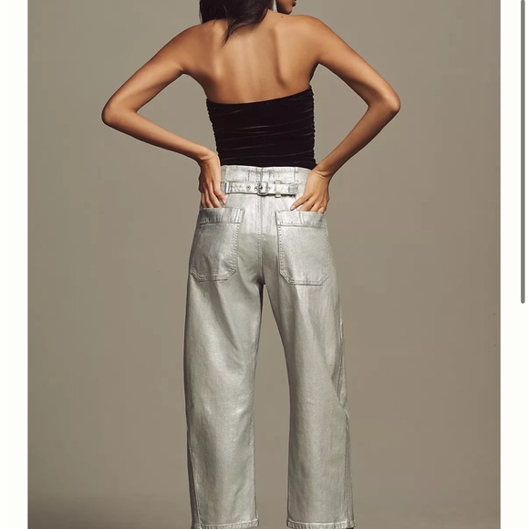 NWT Pilcro The Ar Mid-Rise Button-Front Barrel Jeans: Coated Edition Size 29P - Picture 2 of 14